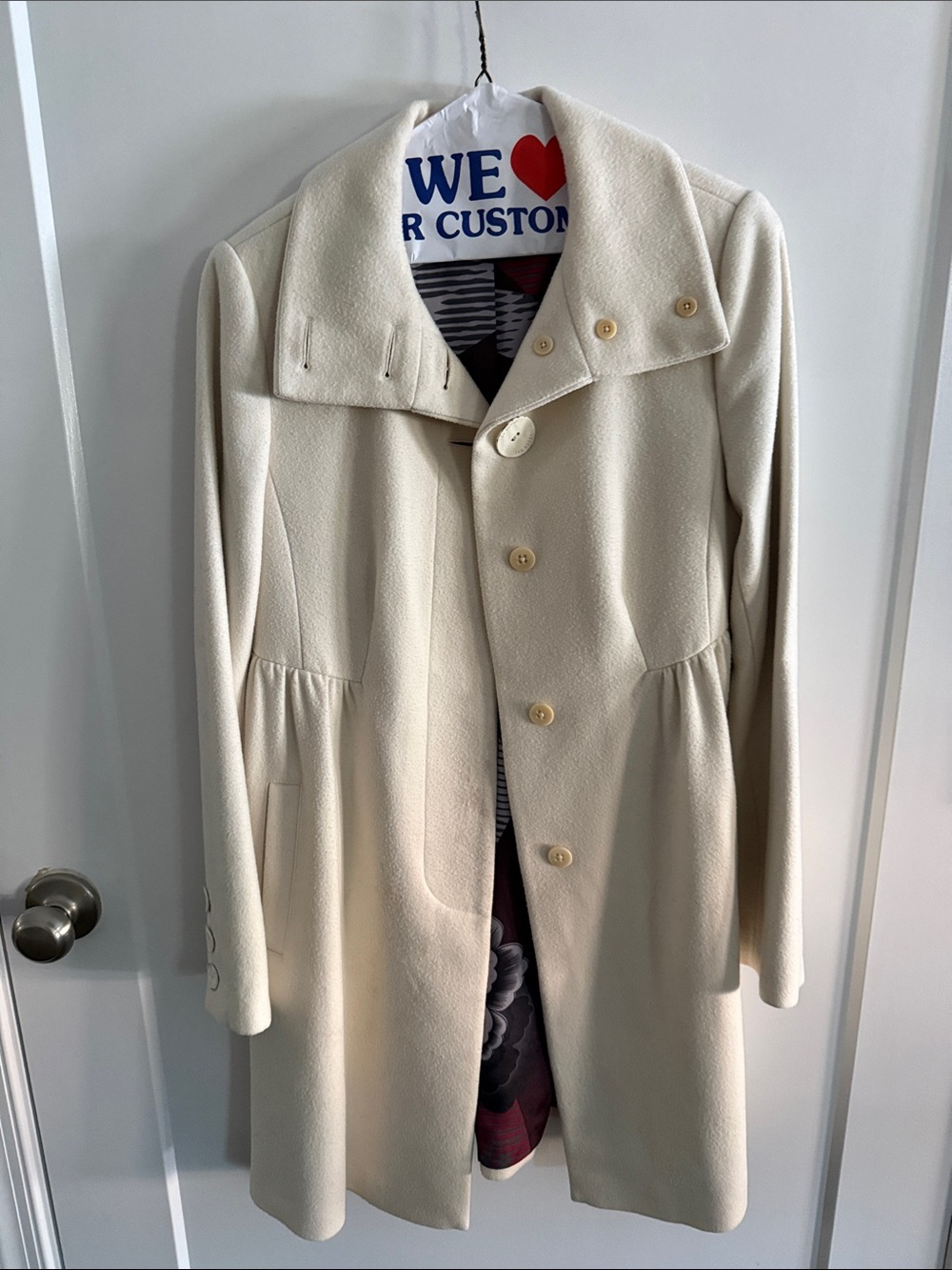 Ted Baker London Women's Cream Single-Breasted Wool-Blend Coat
